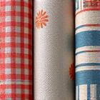 日本の伝統的な織り模様と現代的な幾何学模様が融合したテキスタイルサンプル