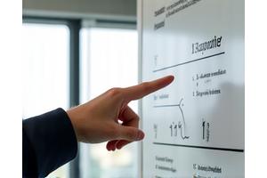 長期的な持続可能性戦略を示すロードマップが描かれた大きなホワイトボードの前で、未来を指し示すコンサルタント