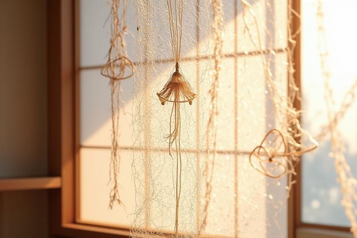 美しいデザインで飾られた屋内空間に置かれたレクリエーション用手織り漁網